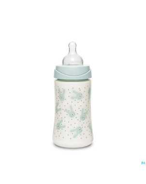 Suavinex hygge biberon silic. 3p 270ml lapins vert
