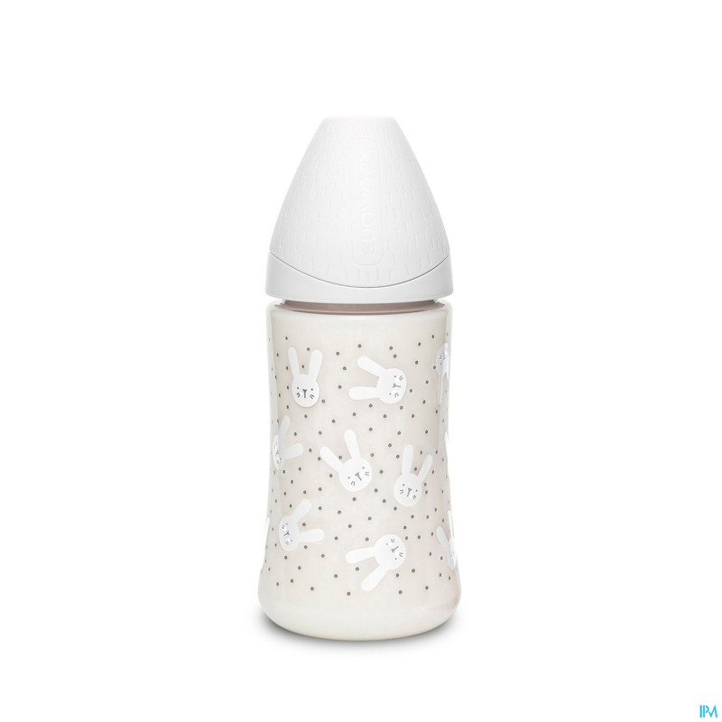 Suavinex hygge biberon silic. 3 270ml lapins gris