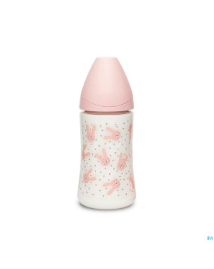 Suavinex hygge biberon silic. 3p 270ml lapins rose