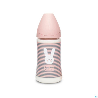 Suavinex hygge biberon silic. 3p 270ml lignes rose