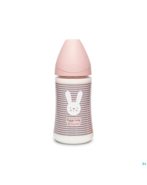 Suavinex hygge biberon silic. 3p 270ml lignes rose