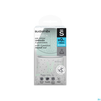 Suavinex hygge bib.verre silic. s 120ml lapin vert