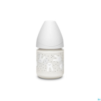 Suavinex hygge bib.verre silic. s 120ml lapin gris