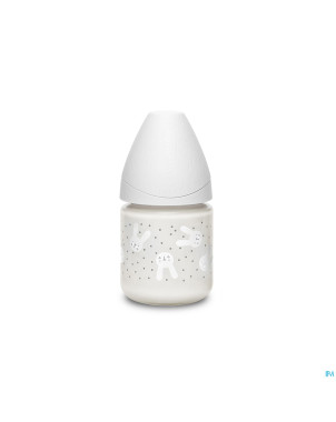 Suavinex hygge bib.verre silic. s 120ml lapin gris