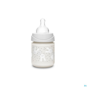 Suavinex hygge bib.verre silic. s 120ml lapin gris
