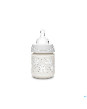 Suavinex hygge bib.verre silic. s 120ml lapin gris