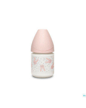 Suavinex hygge bib.verre silic. s 120ml lapin rose