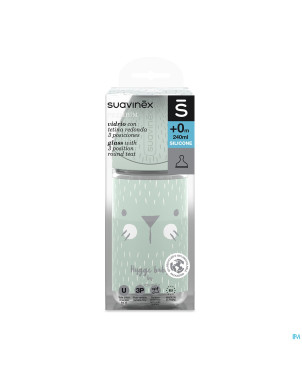 Suavinex hygge bib.verre silic.3p 240ml moust.vert