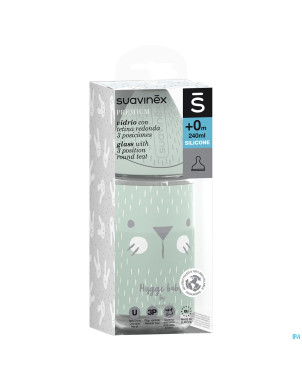 Suavinex hygge bib.verre silic.3p 240ml moust.vert
