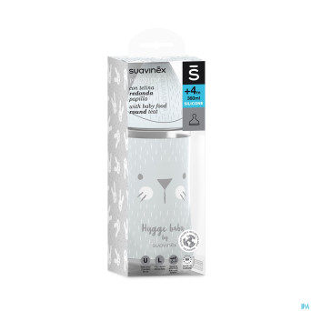 Suavinex hygge bib.verre silic.3p 240ml moust.gris