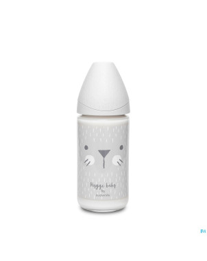 Suavinex hygge bib.verre silic.3p 240ml moust.gris