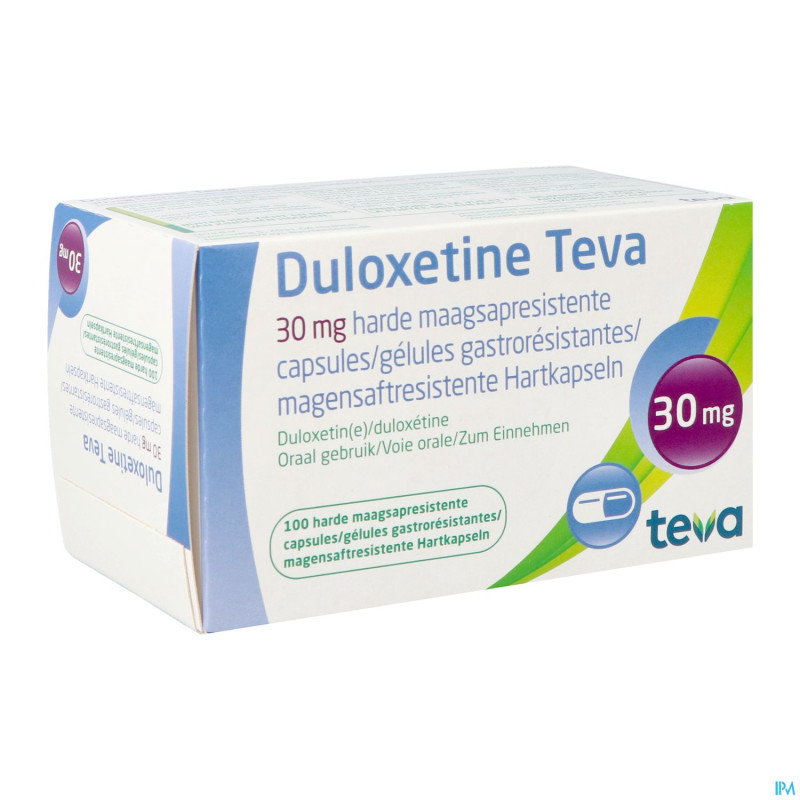 Duloxetine teva  30mg gastroresist. caps durs 100