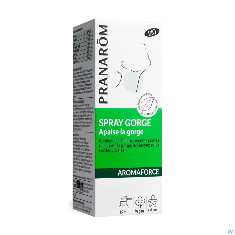 Pranarom aromaforce bio spray gorge apaisant 15ml