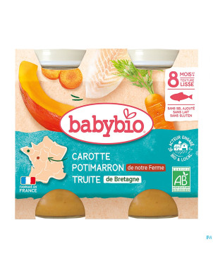 Babybio bipack carotte potimarron truite 8m 2x200g