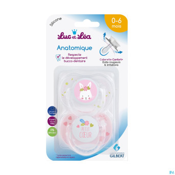 Luc&lea duo sucette sym 0-6m lapin + coeur