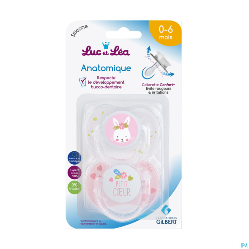 Luc&lea duo sucette sym 0-6m lapin + coeur
