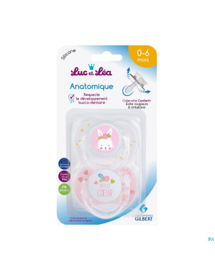 Luc&lea duo sucette sym 0-6m lapin + coeur