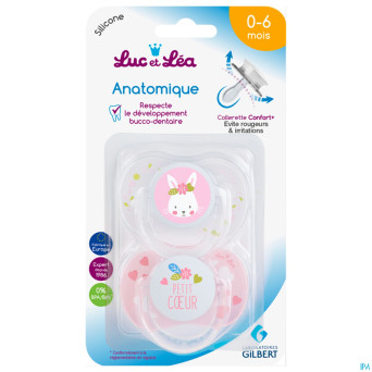 Luc&lea duo sucette sym 0-6m lapin + coeur