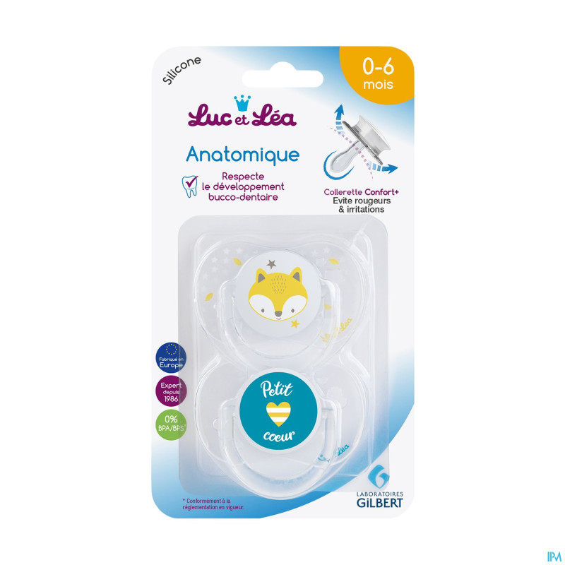 Luc&lea duo sucette sym 0-6m renard + coeur