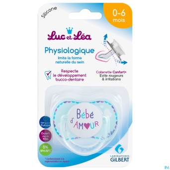 Luc&lea sucette physio 0-6m bb amour anneau