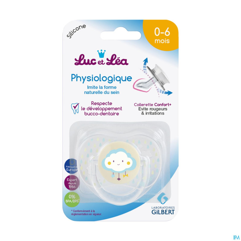 Luc&lea sucette physio 0-6m nuage anneau