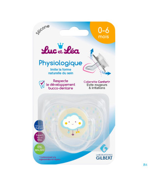Luc&lea sucette physio 0-6m nuage anneau