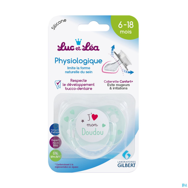 Luc&lea sucette physio 6m+ jaime doudou anneau
