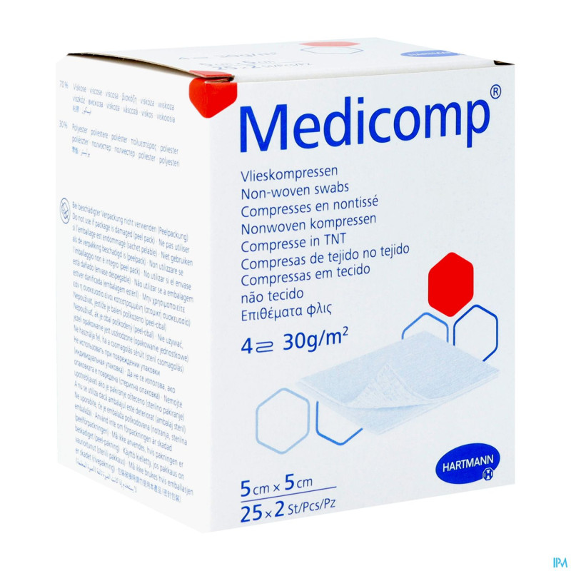 Medicomp cp ster 4pl 5x5cm 30g 25x2