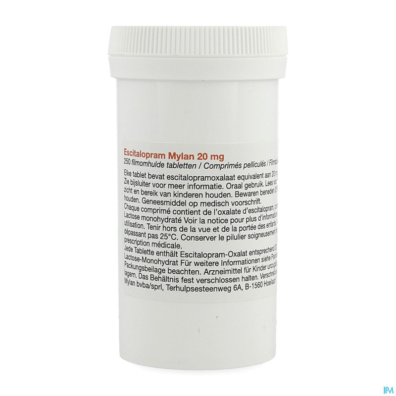 Escitalopram viatris 20mg comp pell 250 pot idd