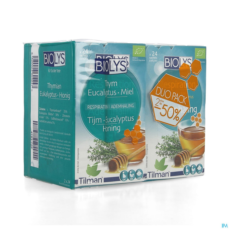 Biolys thym-eucalyptus-miel bio duo sach 2x24