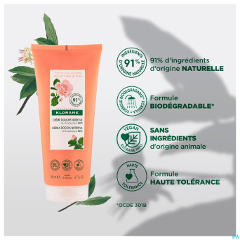 Klorane corps douche cr lait rose 200ml nf