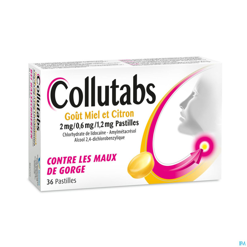Collutabs miel citr.2mg/0,6mg/1,2mg past. sucer 36
