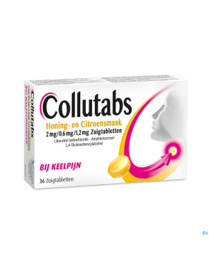 Collutabs miel citr.2mg/0,6mg/1,2mg past. sucer 36