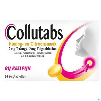 Collutabs miel citr.2mg/0,6mg/1,2mg past. sucer 36