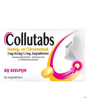 Collutabs miel citr.2mg/0,6mg/1,2mg past. sucer 36