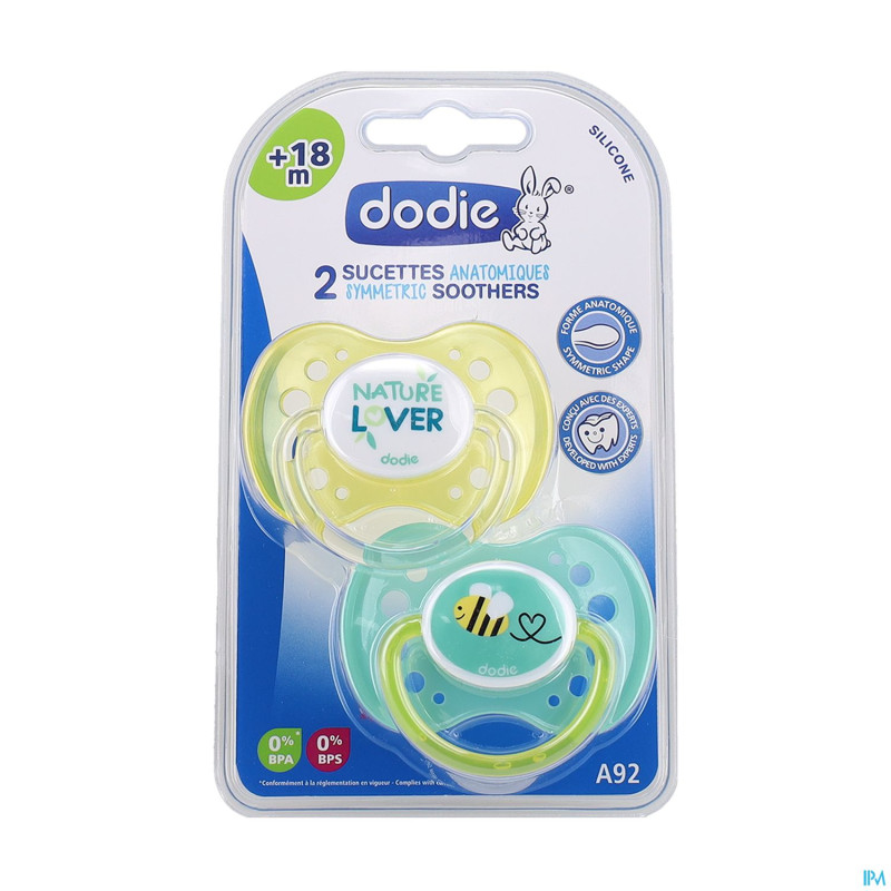 Dodie sucette anatomique +18m vert duo 2    a92