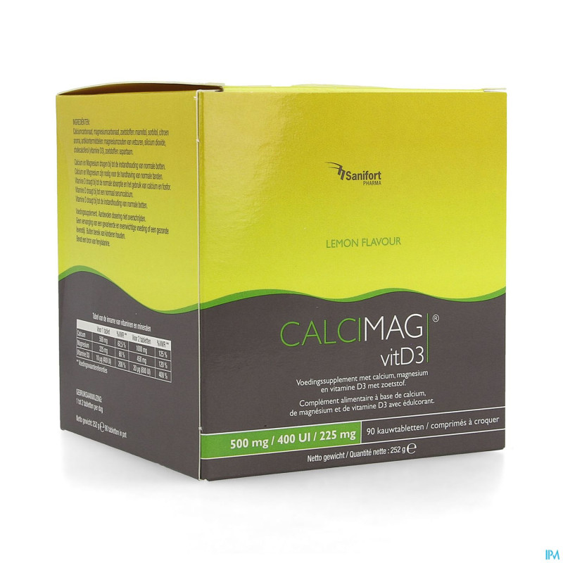 Calcimag ca 500mg/d3 400ui/mg 225mg lemon  comp 90