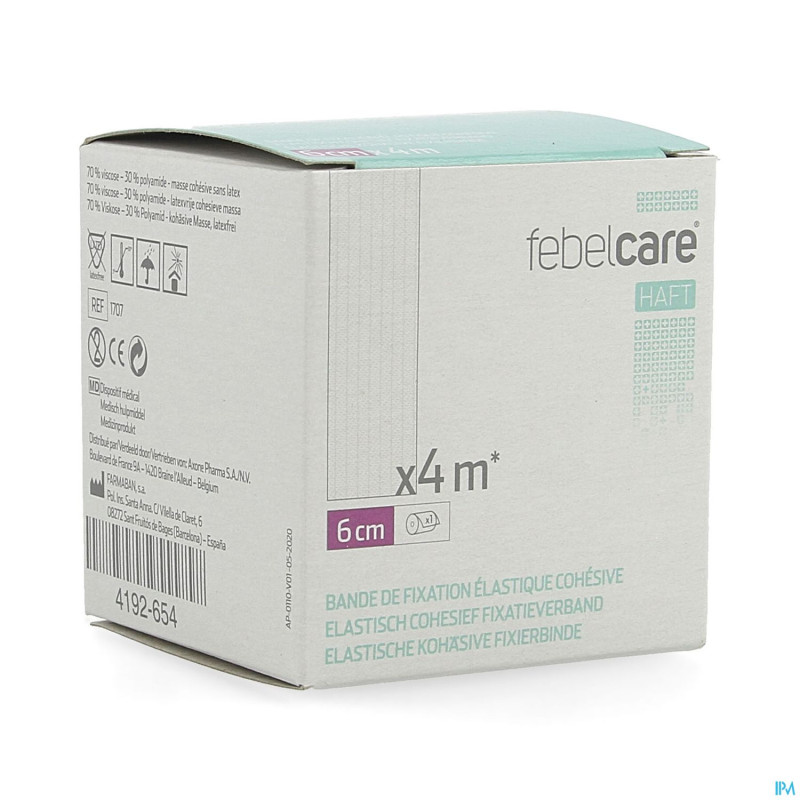 Febelcare haft bande fix. elastiq. cohesive 6cmx4m