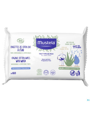 Mustela ch bio lingettes coton eau    60