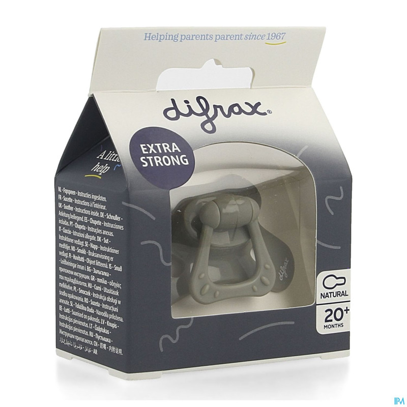 Difrax sucette natural 20m+ uni gris