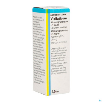 Vizilaticom 50mcg/ml+5mg/ml collyre sol 1x2,5ml