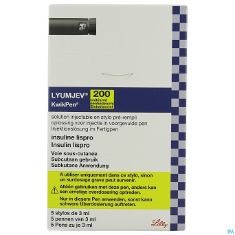 Lyumjev 200ui/ml kwikpen sol inj stylo prer. 5x3ml