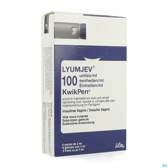 Lyumjev 100ui/ml kwikpen sol inj stylo prer. 5x3ml