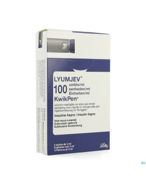 Lyumjev 100ui/ml kwikpen sol inj stylo prer. 5x3ml