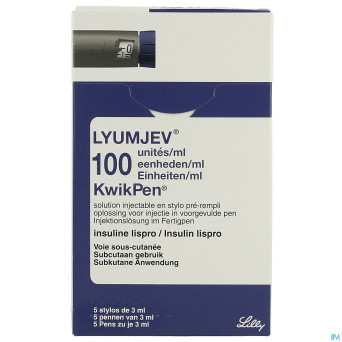 Lyumjev 100ui/ml kwikpen sol inj stylo prer. 5x3ml