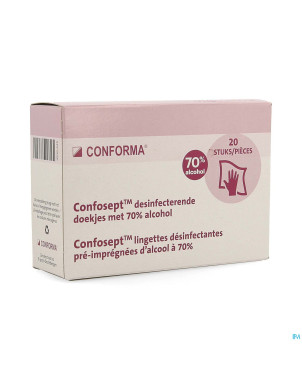 Confosept lingettes desinfect.impreg.alcool 70% 20