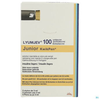Lyumjev 100ui/ml juniorkwikpen sol inj stylo 5x3ml