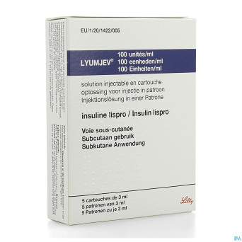 Lyumjev 100ui/ml sol inj cartouche 5x3ml