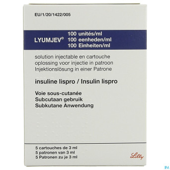 Lyumjev 100ui/ml sol inj cartouche 5x3ml