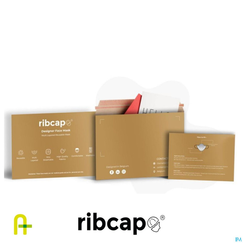 Ribcap face mask reutilisable 2 couches small noir